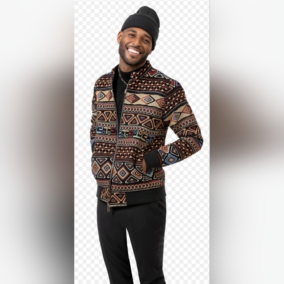 Kent & Clark NWT Men’s Multi Color Aztec Print Bomber Jacket size medium